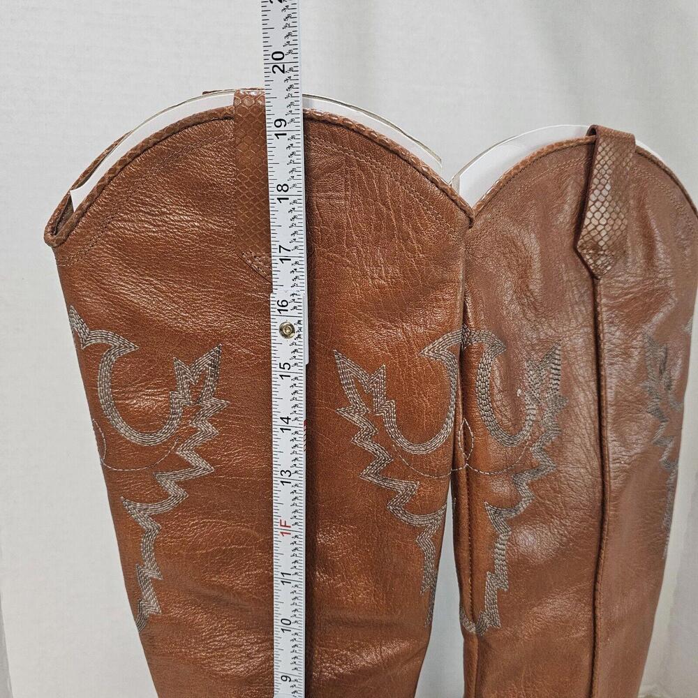 Donald Pliner Marina SP Leather Cowboy Western Boots Cognac Women's Size 7 NIB - Picture 7 of 13